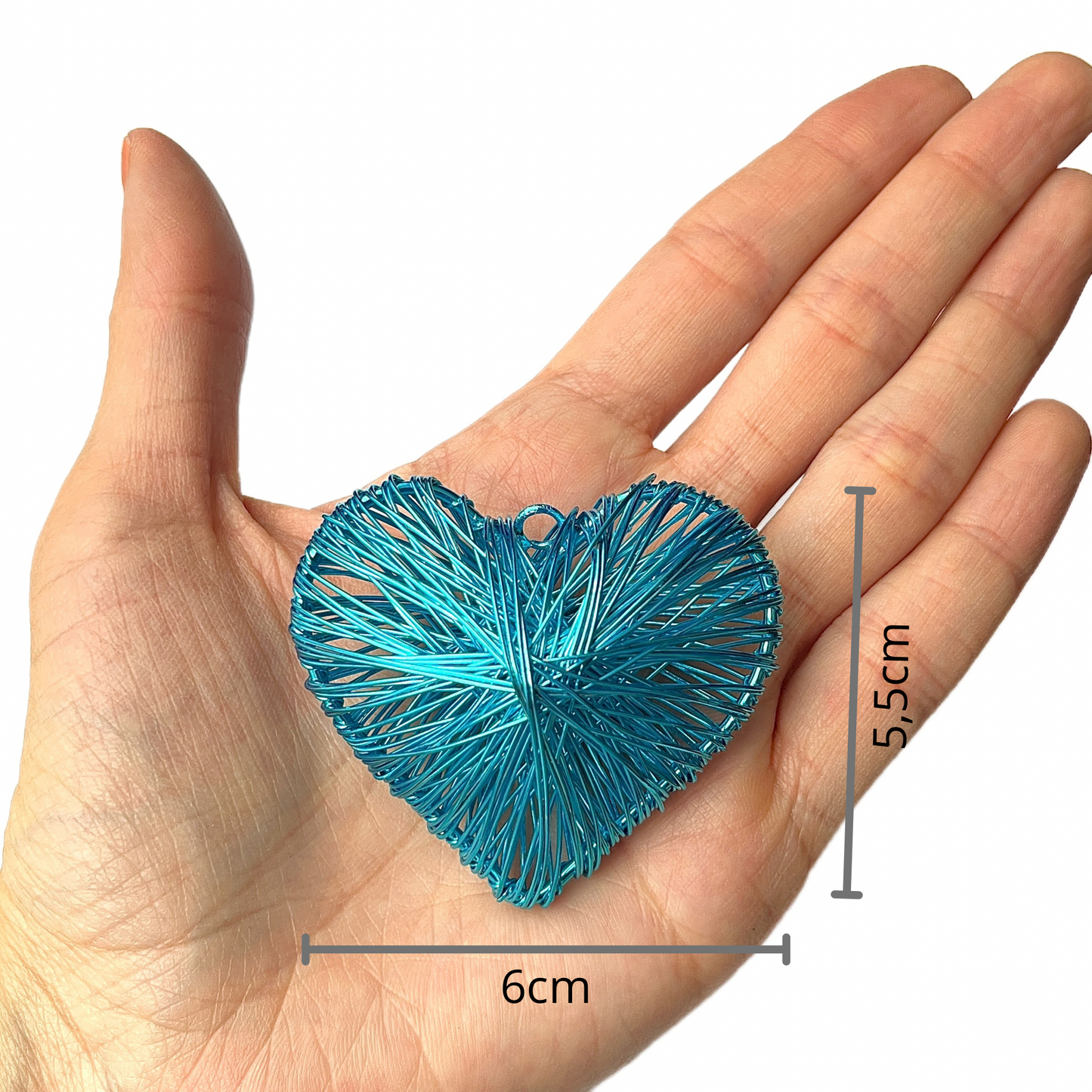 Dije Corazón Grande Alambre Azul 6cm*5,5cm