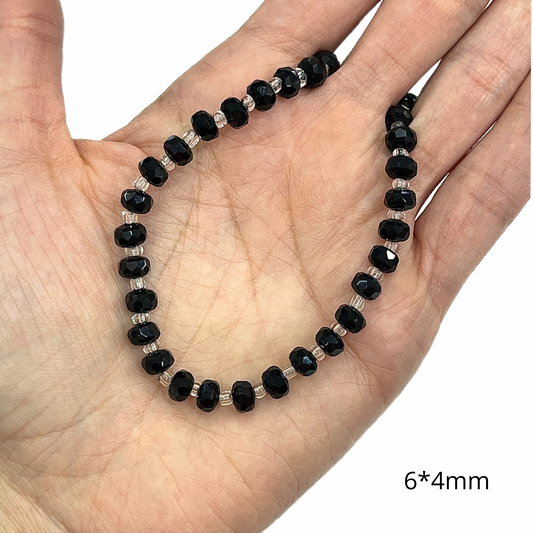 Sarta Murano Cilindro Negro 6*4mm