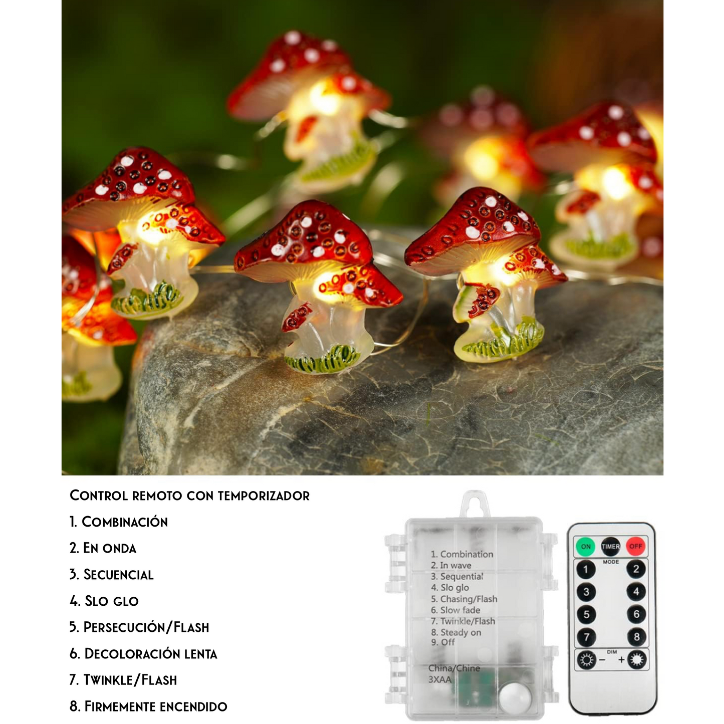 ✨🍄Cadena de Luces Decorativas De Hongos LED 🍄⭐️
