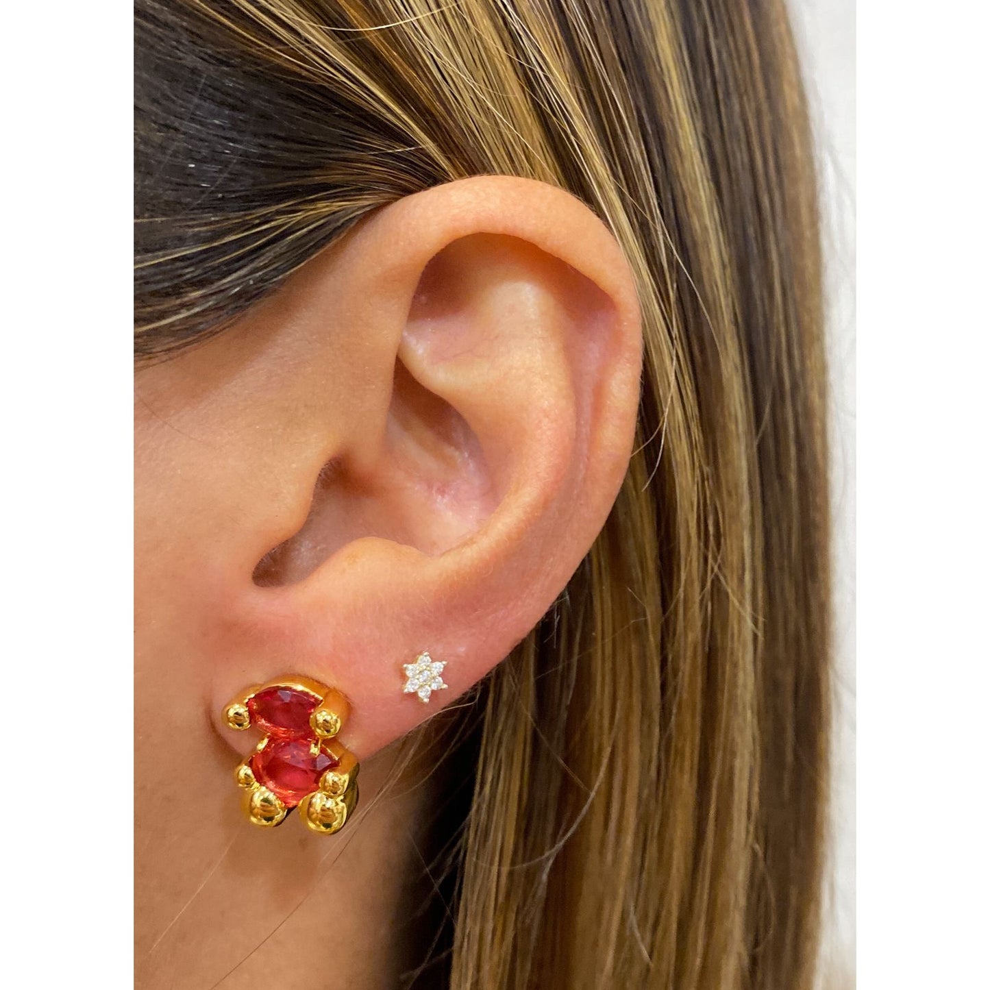 Aretes BAZUN Granate-Dorado