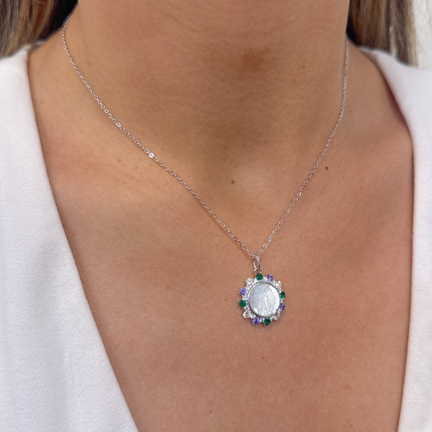 Collar SHOV Plateado-Virgen Guadalupe