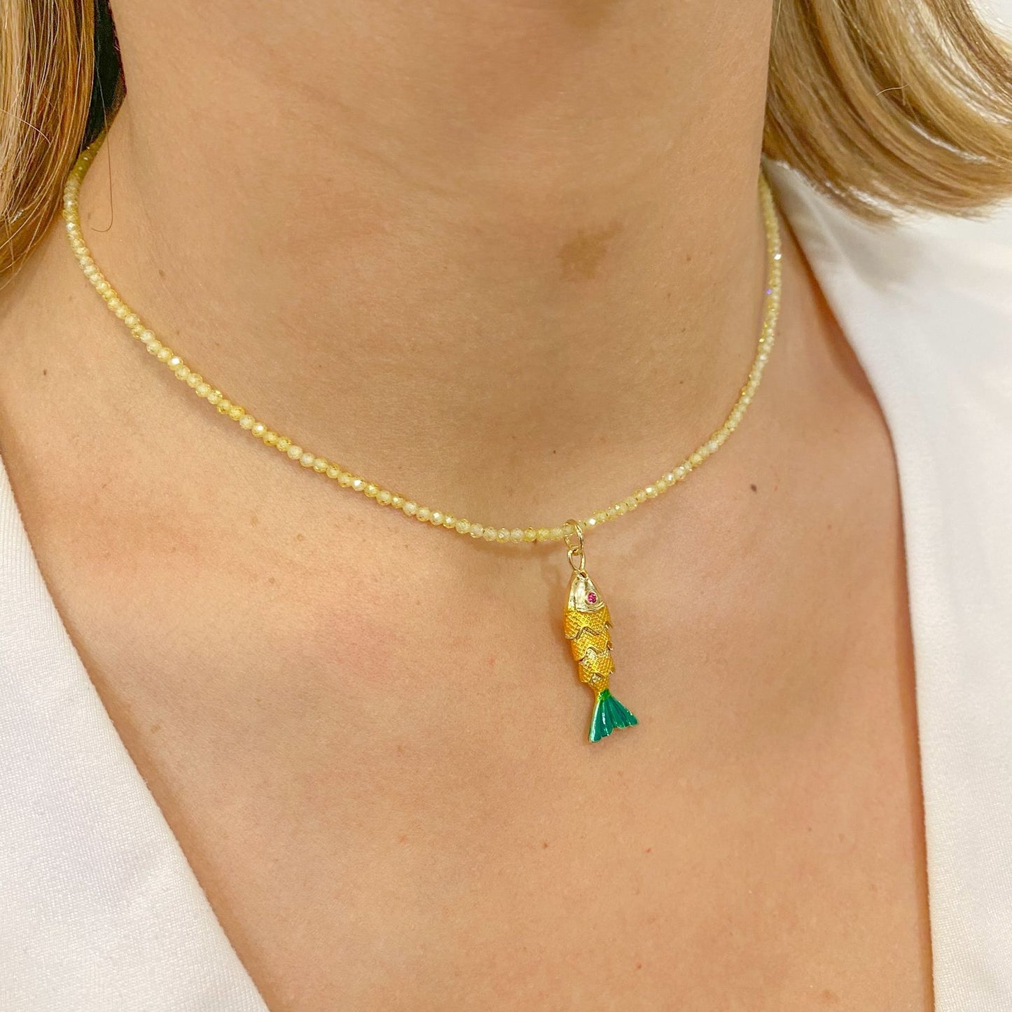 Collar CRAMBY Pez Pequeño Amarillo-Verde