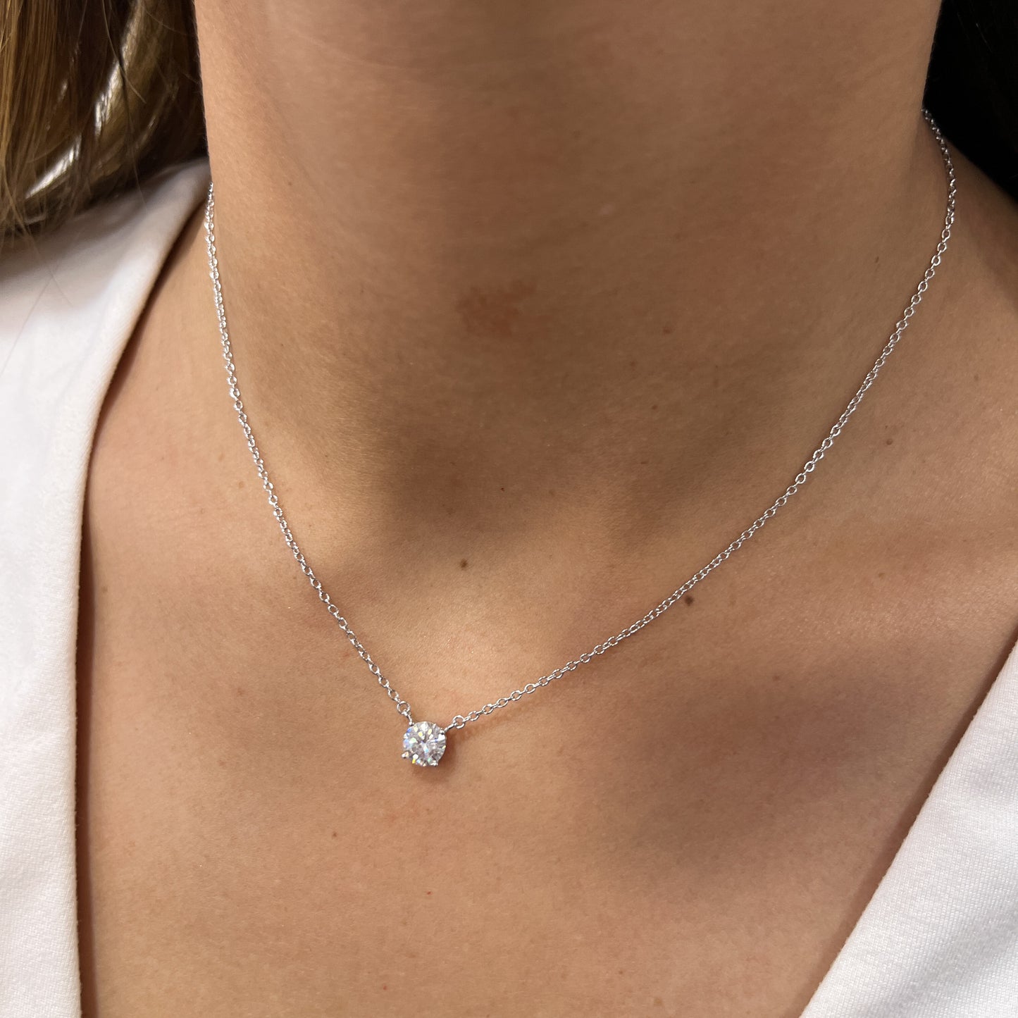 Collar EBIK Plateado Plata Rodinada- Moissanita 6mm
