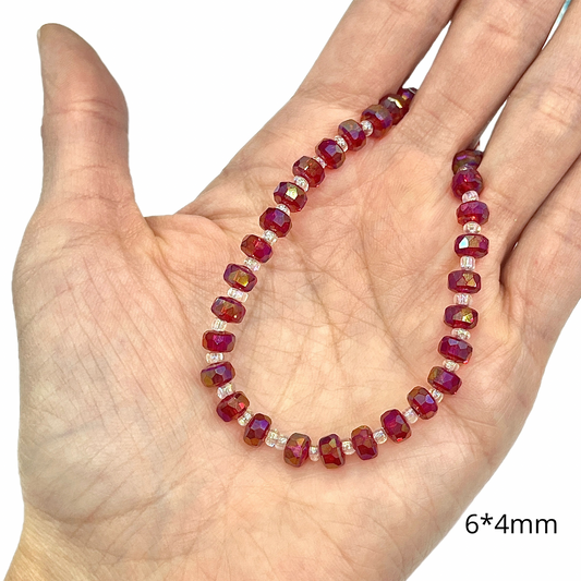 Sarta Murano Cilindro Rojo 6*4mm