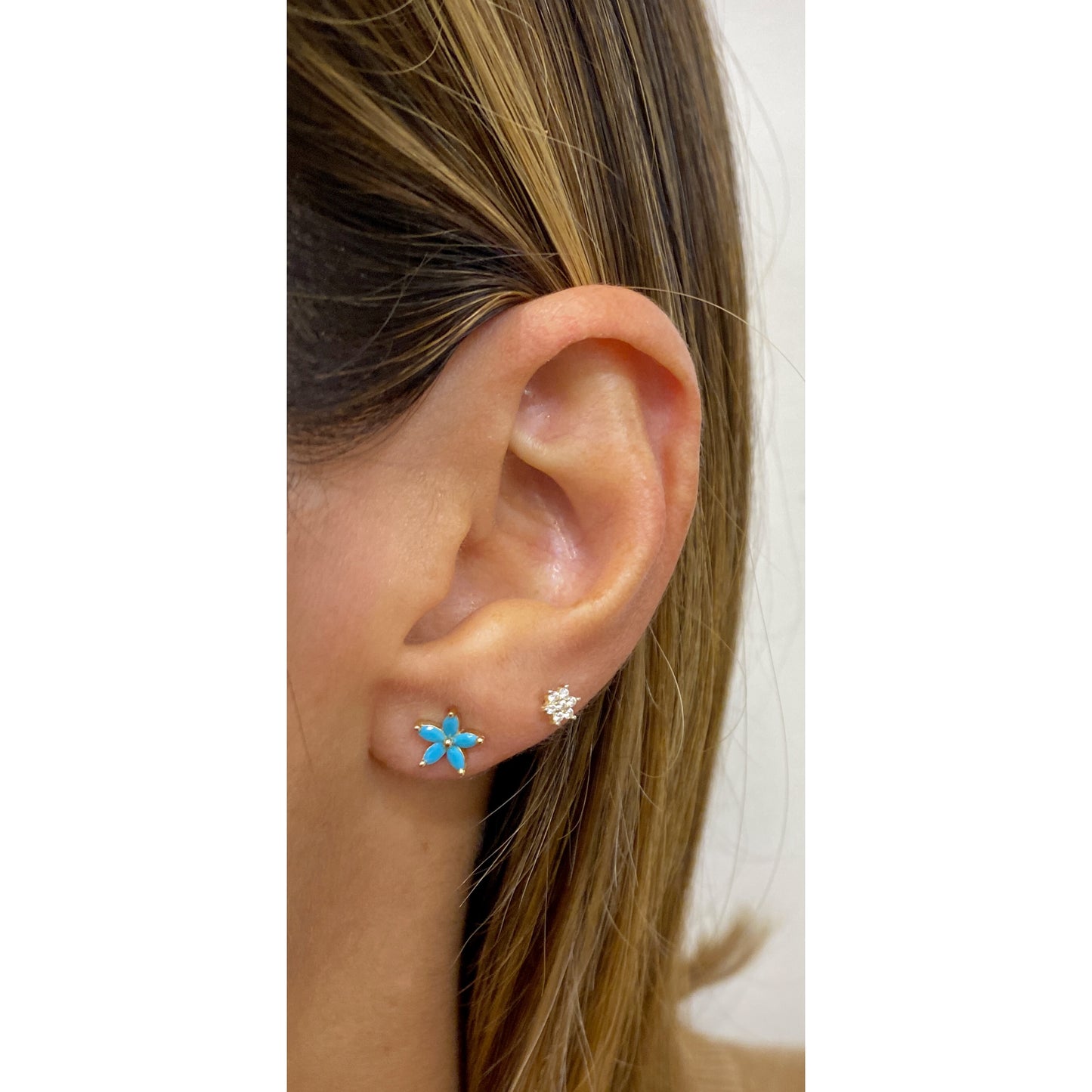 Aretes PRUKI Dorado-Turquesa