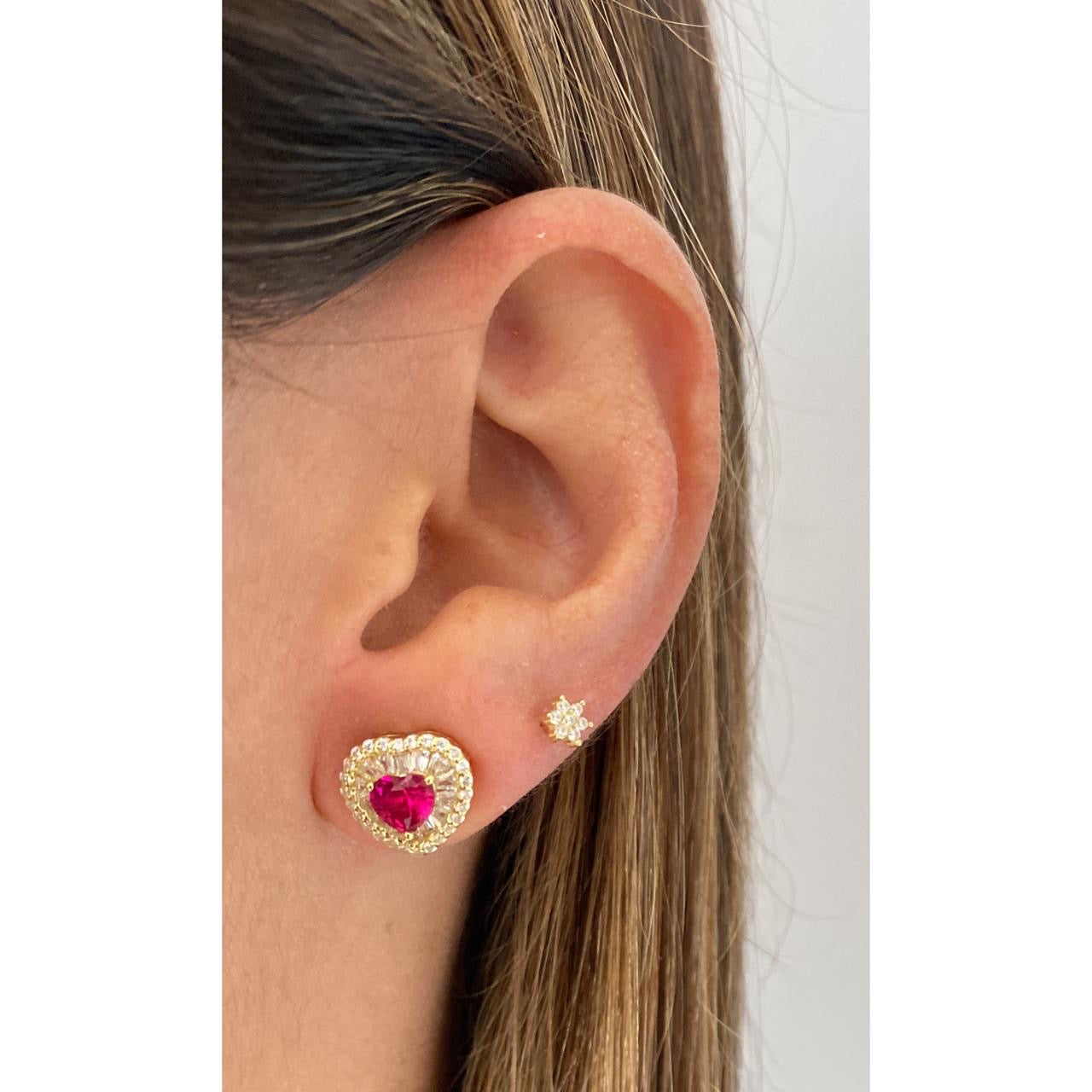 Aretes KIVU Dorado - Color Ruby