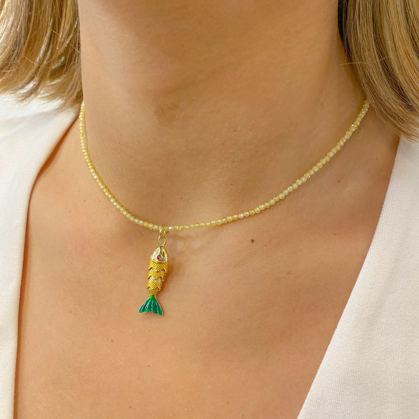 Collar CRAMBY Pez Pequeño Amarillo-Verde