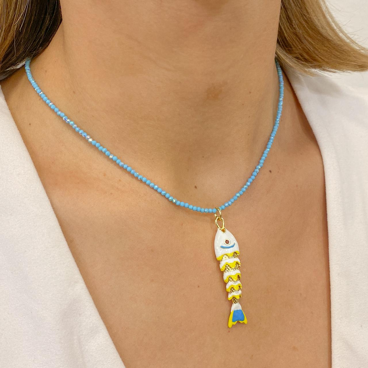 Collar CRAMBY Pez Grande Blanco