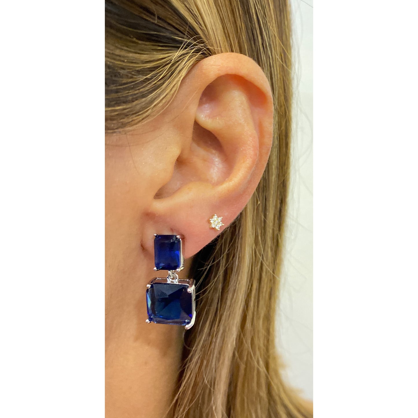 Aretes SOHIM Plateado-Azul Oscuro