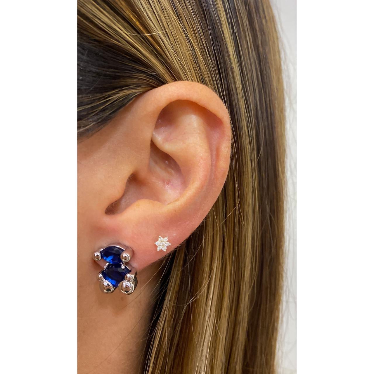 Aretes BAZUN Azul-Plateado