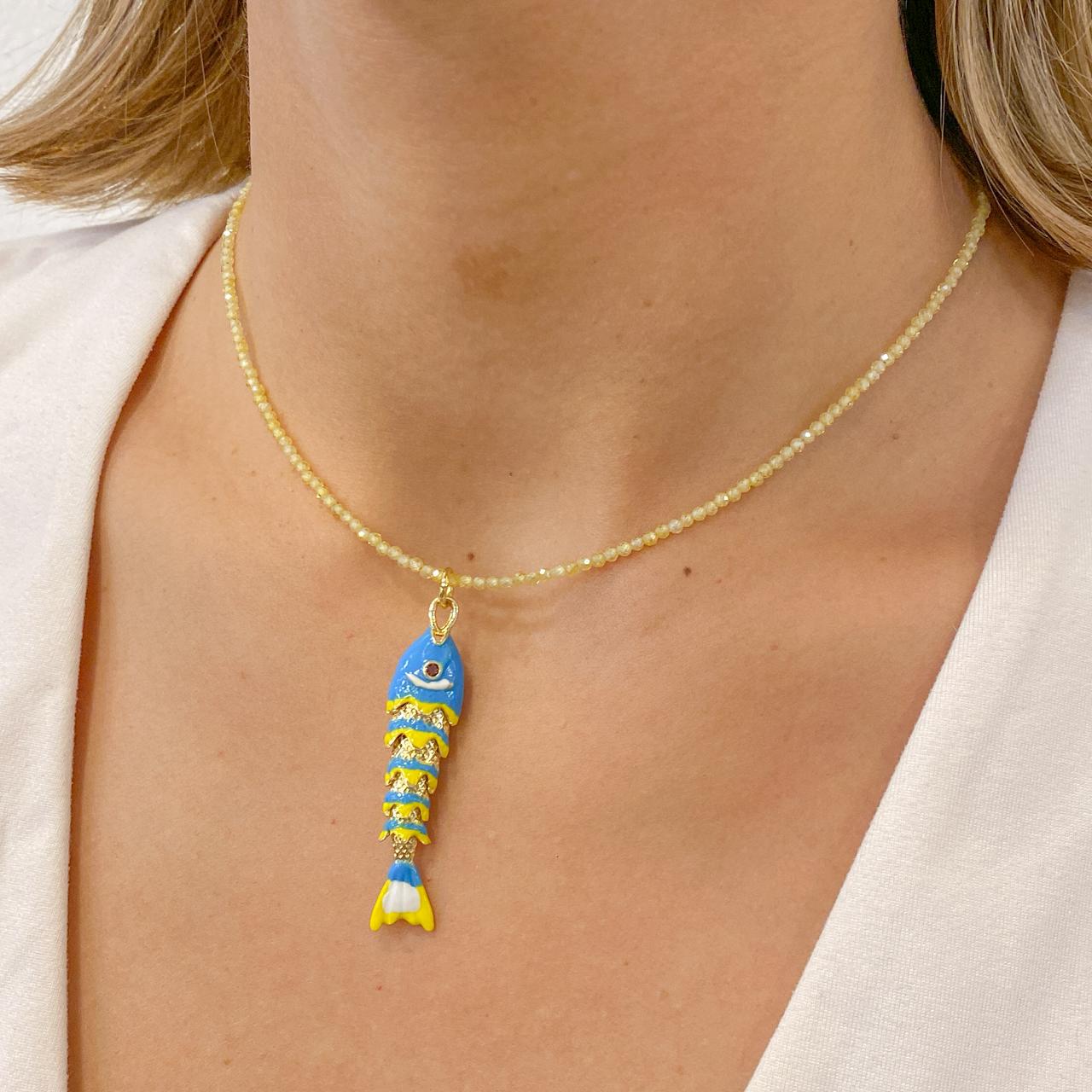 Collar CRAMBY Pez Grande Turquesa