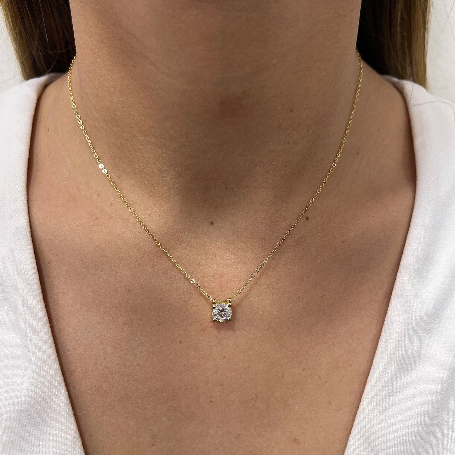 Collar VALUT Dorado Plata Rodinada- Moissanita 8mm