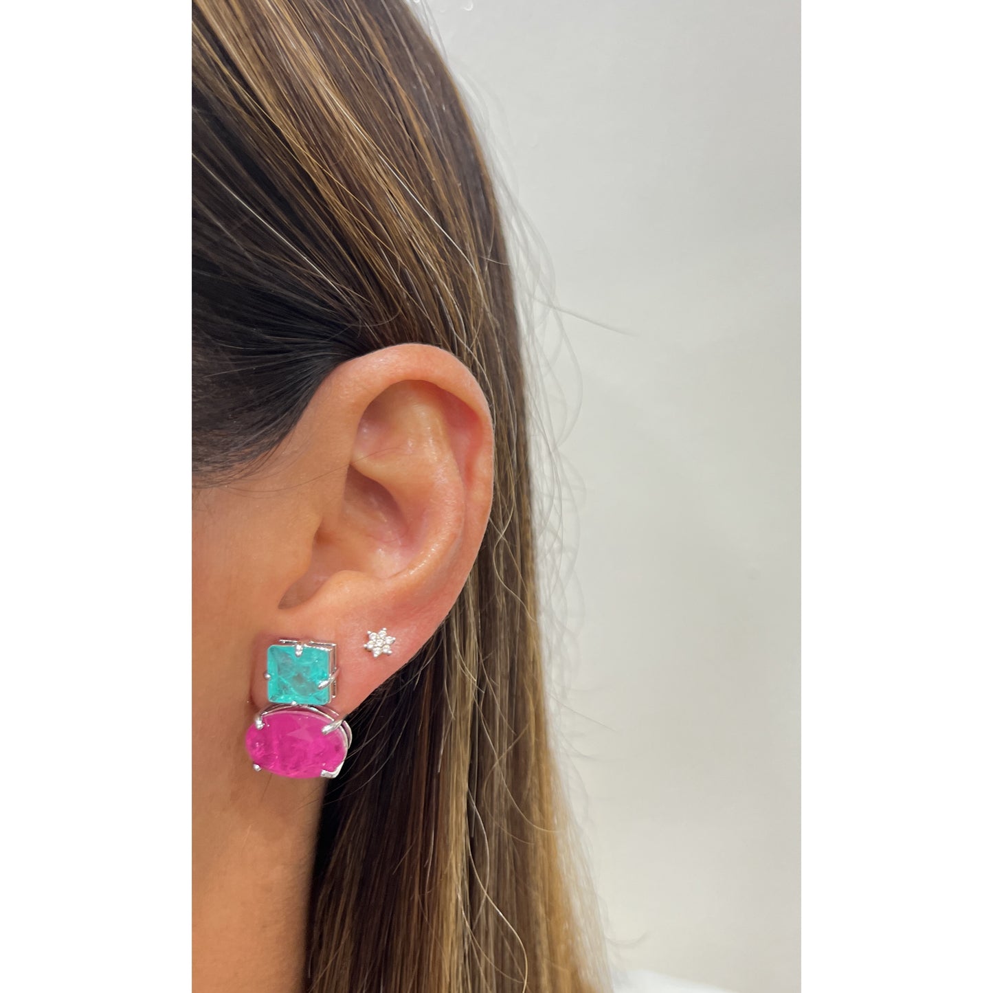 Aretes RIVAP Aguamarina-Fucsia (Craquelado)