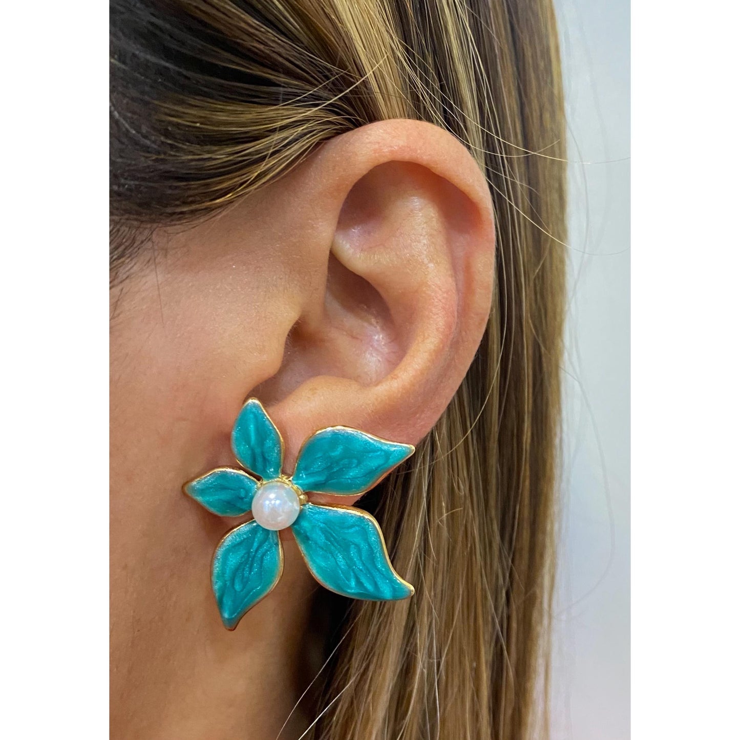 Aretes FLOWY Aguamarina