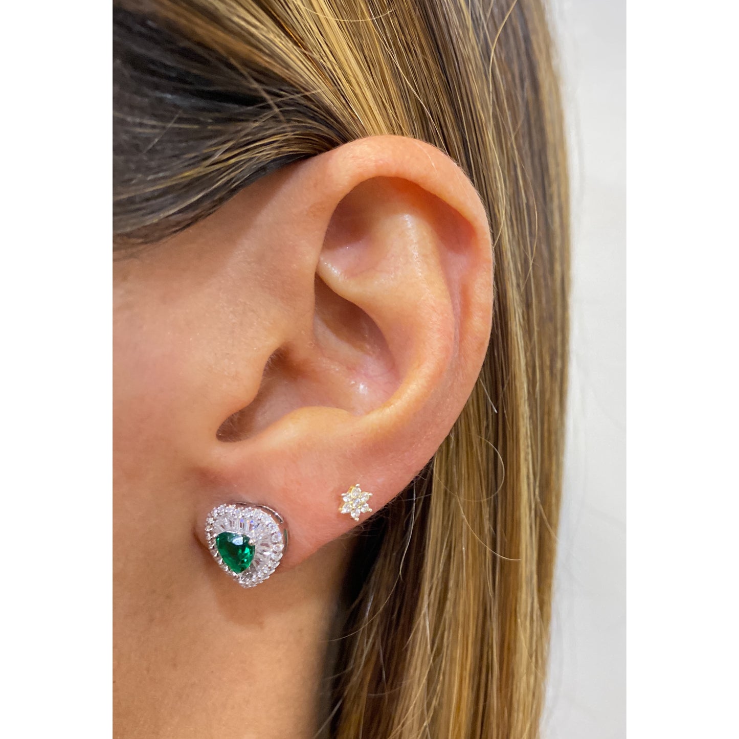 Aretes VADUR Plateado-Verde