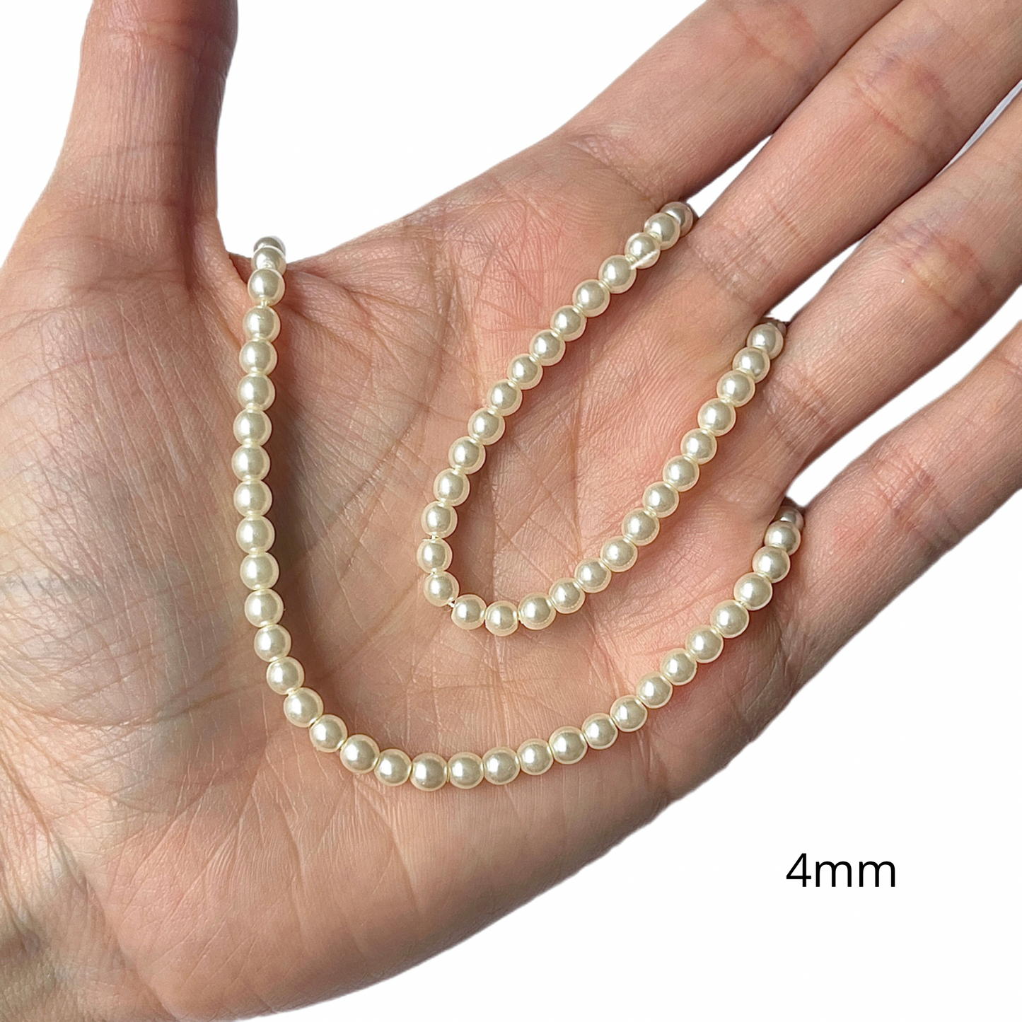 Sarta Perla Checa Beige 4mm
