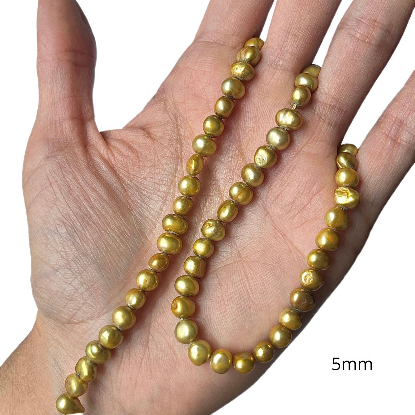 Sarta Perla Natural-Dorada 5mm