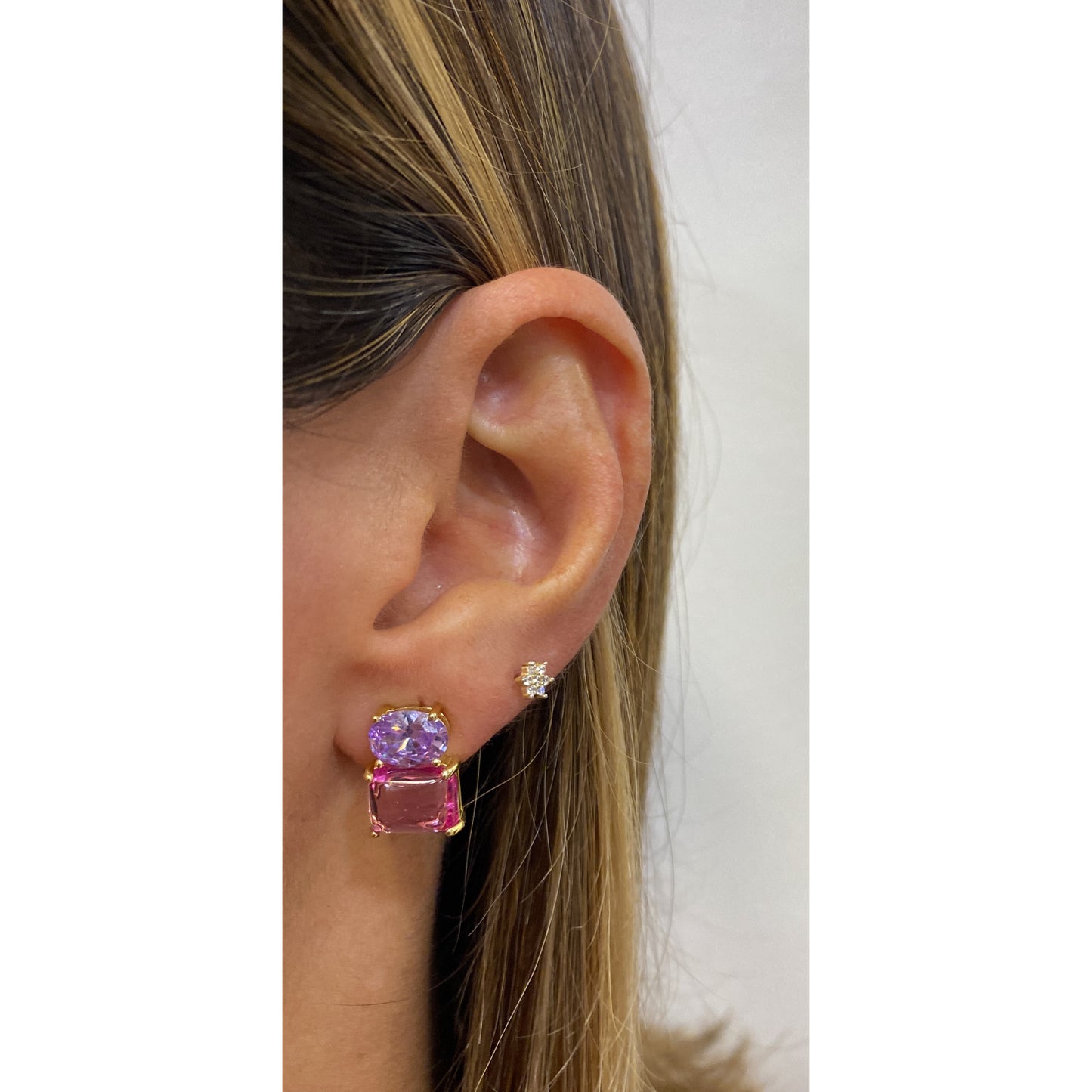 Aretes GODEN Dorado (Lila-Rosado)