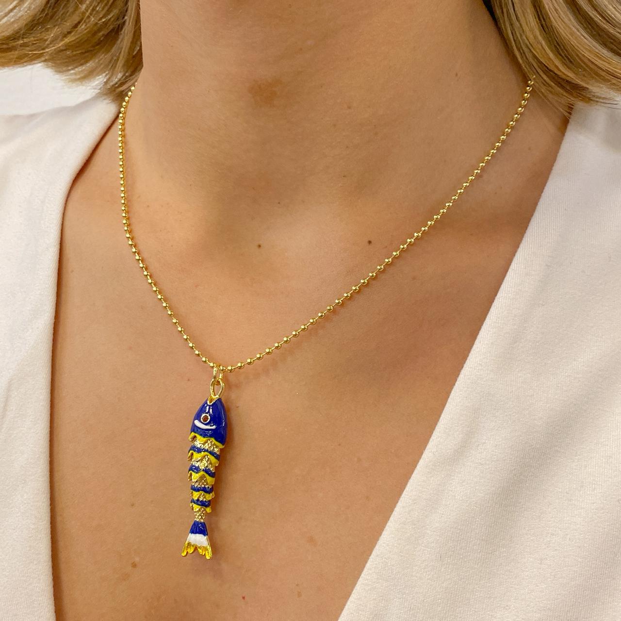 Collar ENURI Pez Grande Azul Oscuro