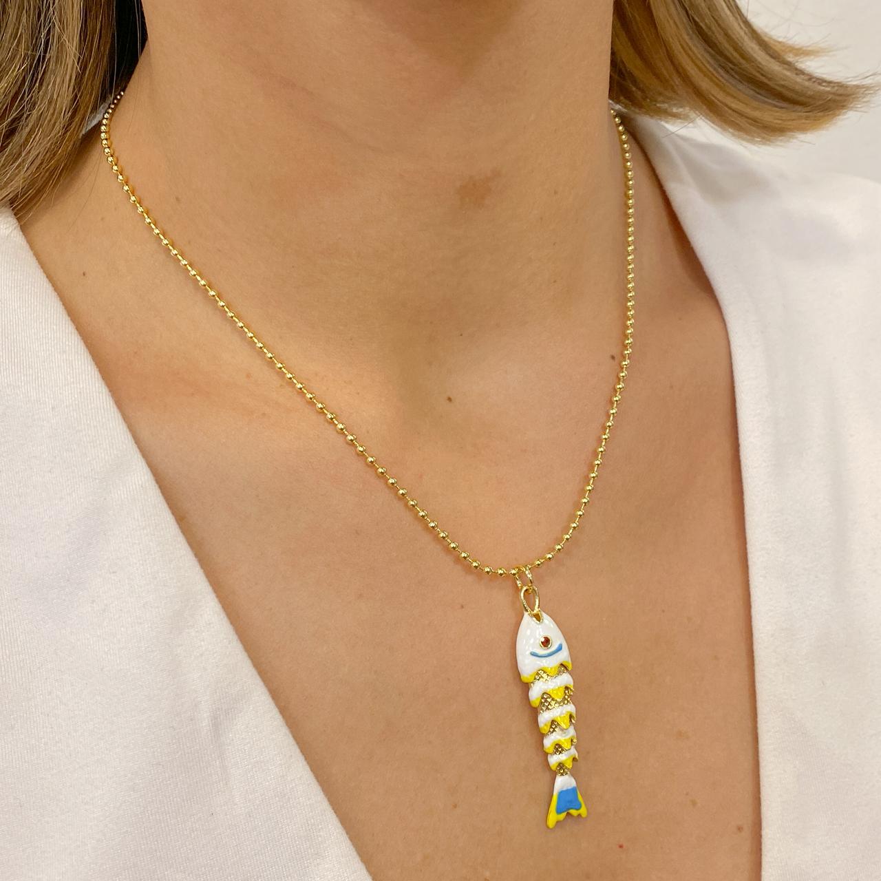 Collar ENURI Pez Grande Blanco