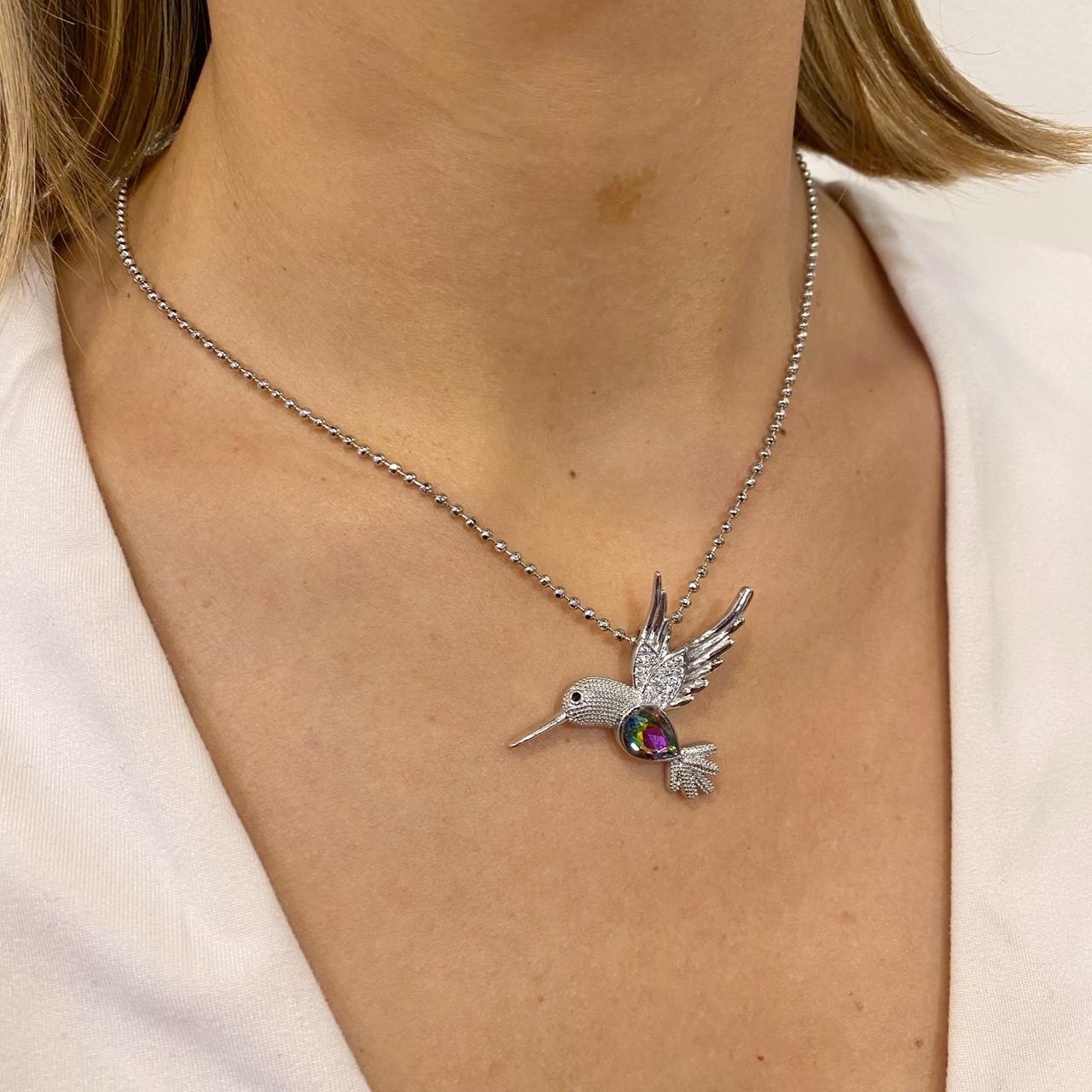 Collar CAVIR Iridisente-Plateado