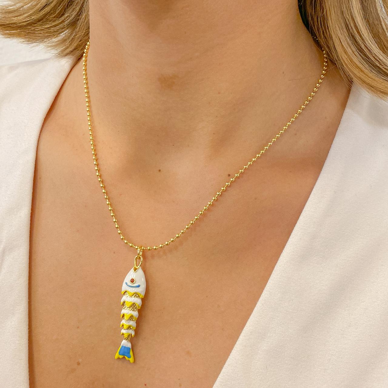 Collar ENURI Pez Grande Blanco
