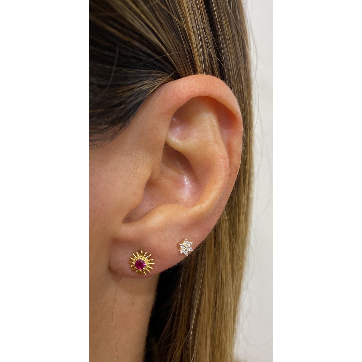 Aretes ATEL Dorado-Fucsia