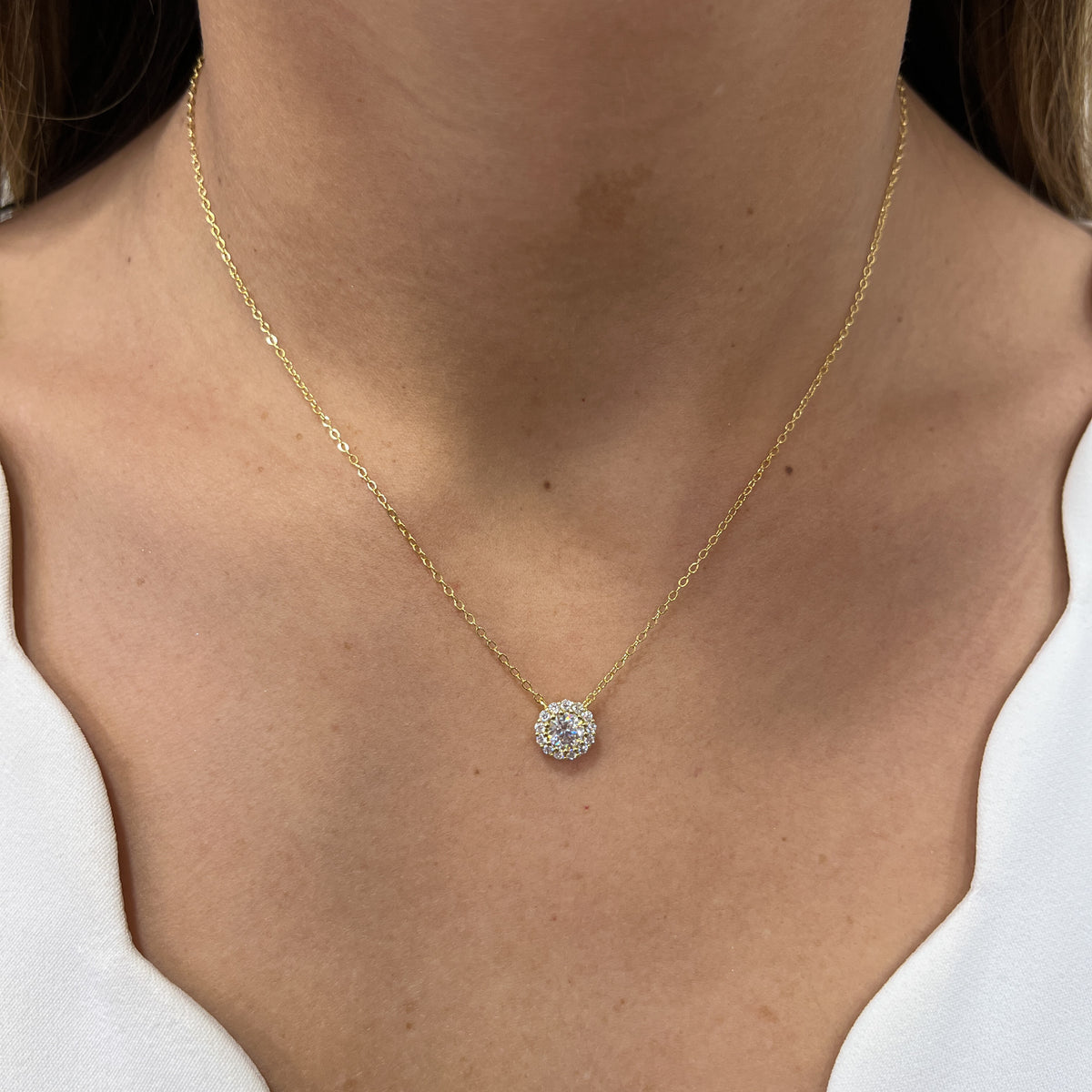 Collar CILU Dorado Plata Rodinada- Moissanita 8mm
