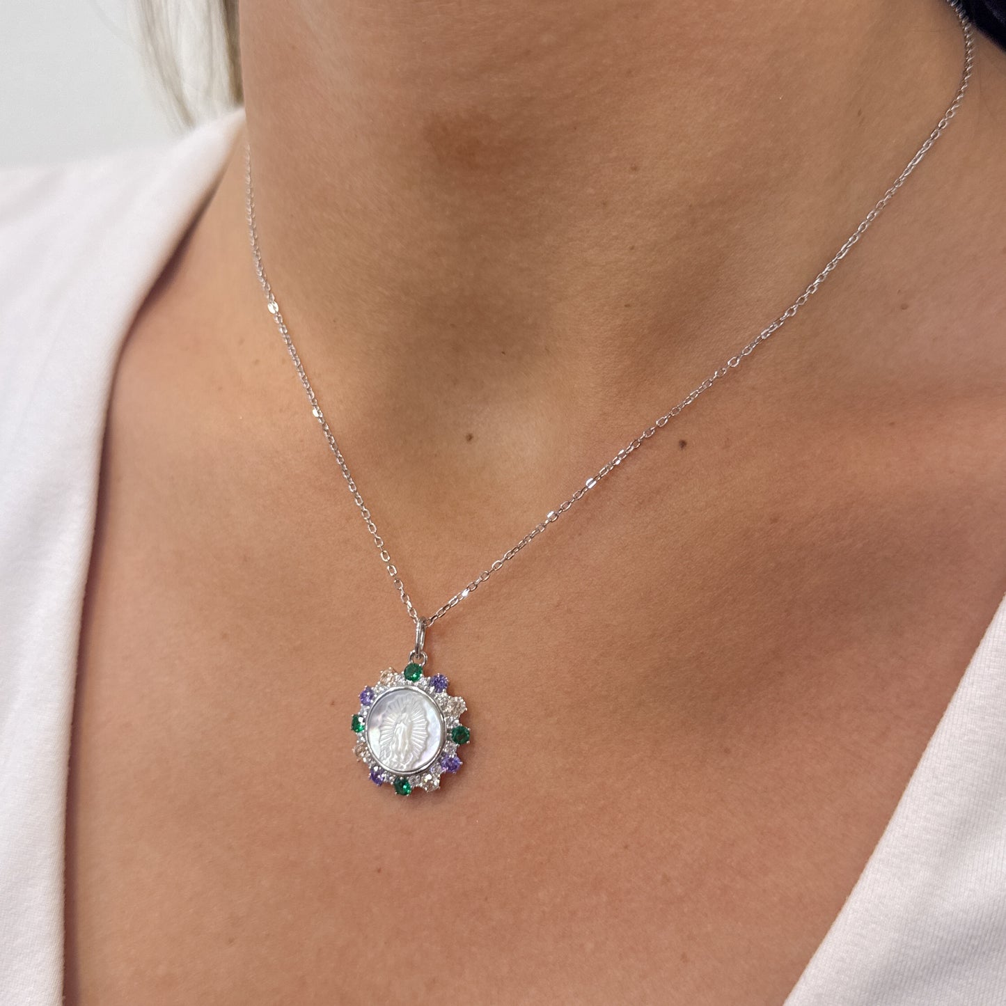 Collar SHOV Plateado-Virgen Guadalupe