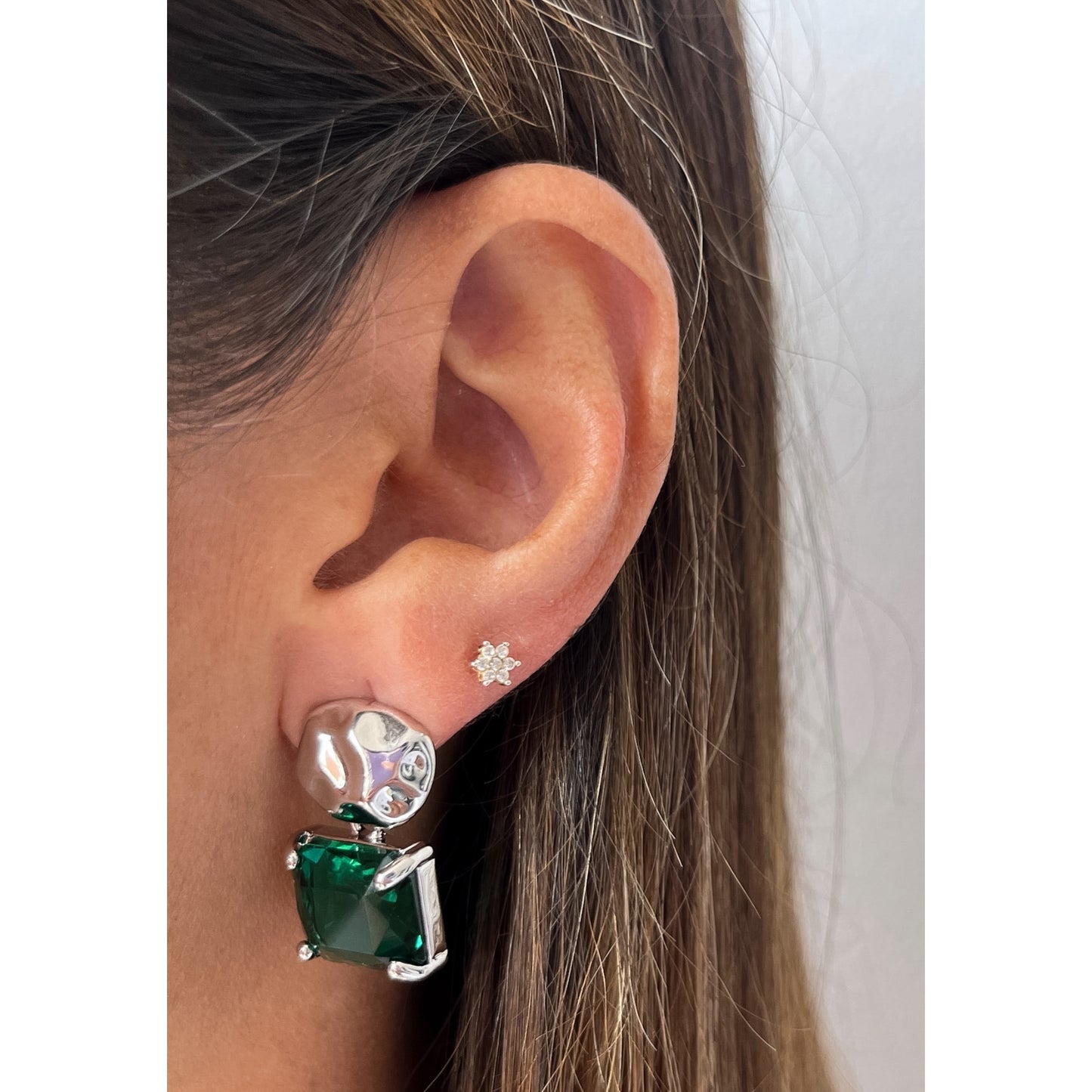 Aretes COZI Verde / Plateado