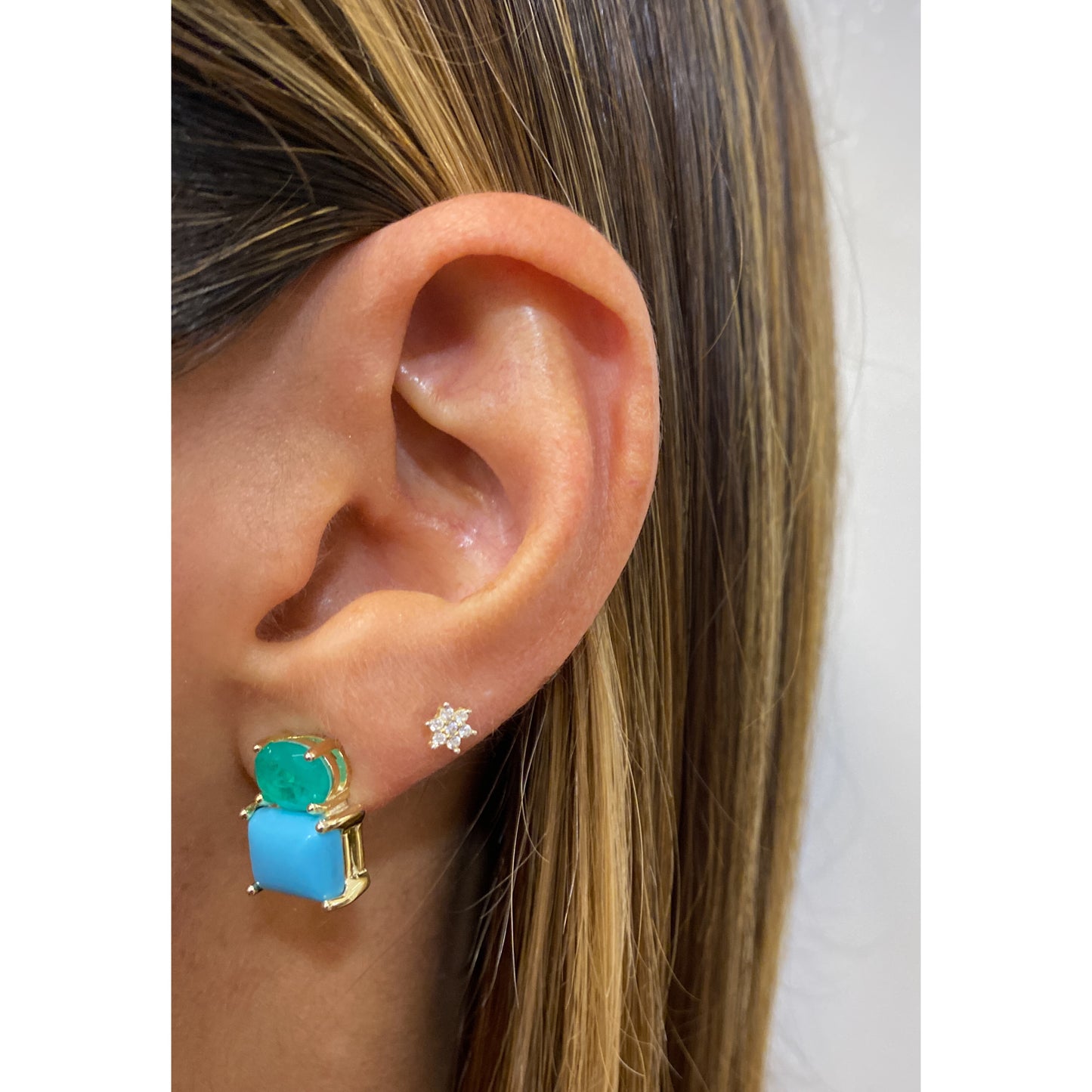 Aretes GODEN Dorado (Aguamarina-Turquesa)