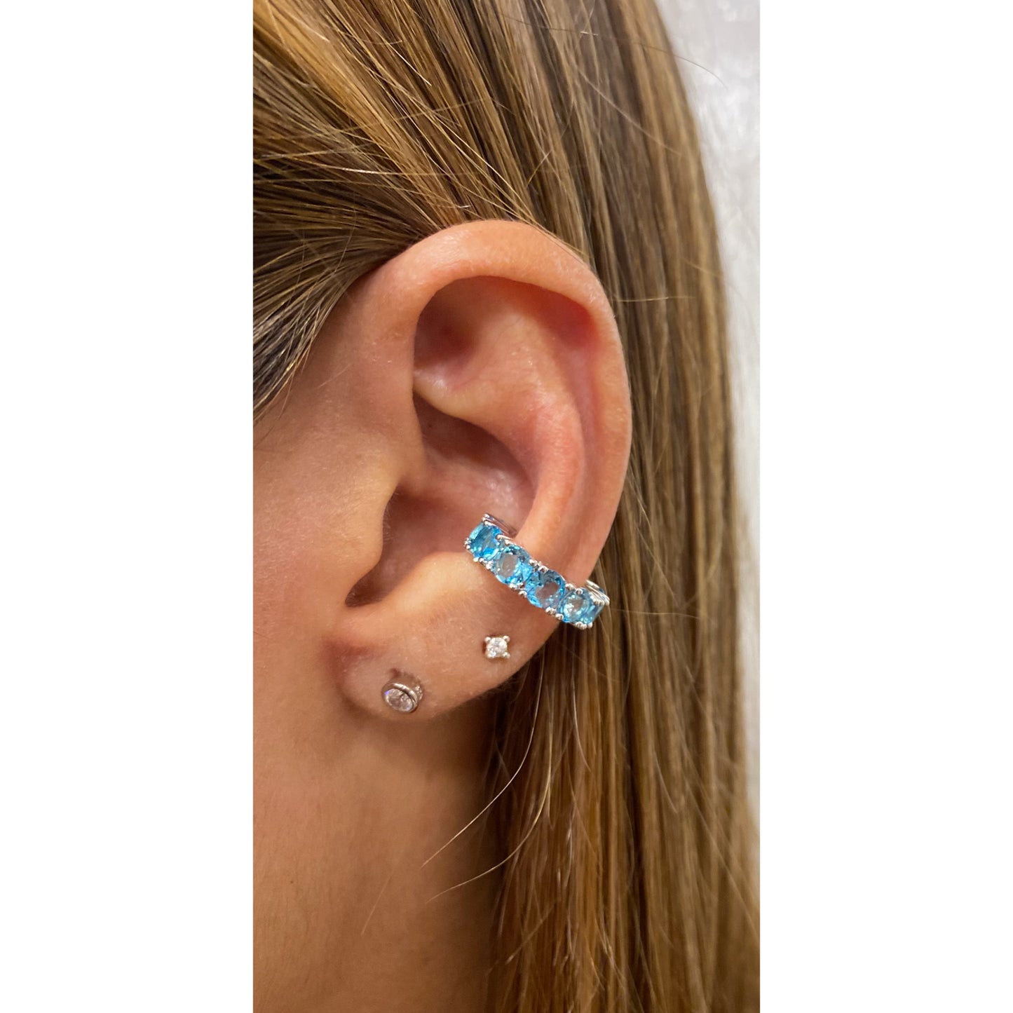 Earcuff UNAY Baby Blue / Plateado