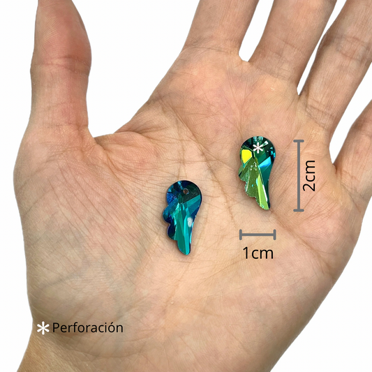 Ala Cristal Checo Efecto Azul-Aguamarina