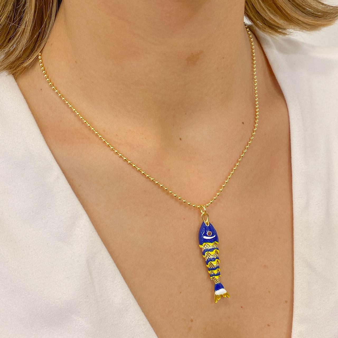 Collar ENURI Pez Grande Azul Oscuro