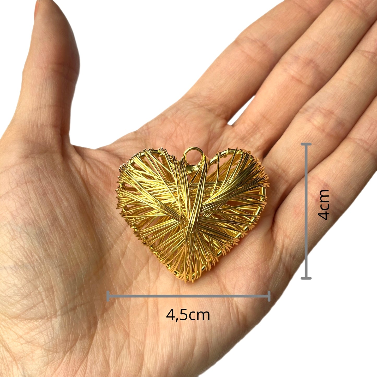 Dije Corazón Mediano Alambre Dorado 4cm*4,5cm