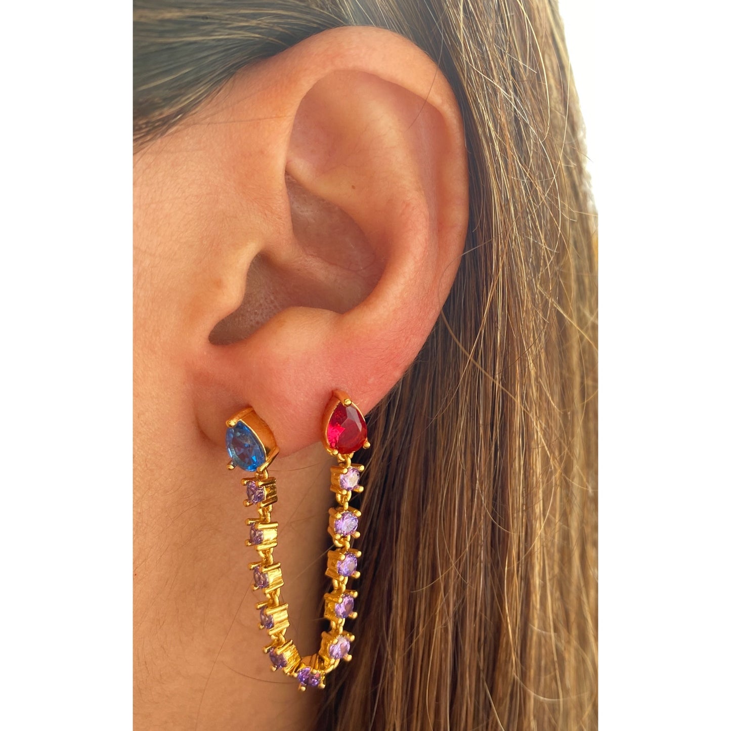 Aretes SERINE Azul - Lila - Rojo - OparinaAretes SERINE Azul - Lila - RojoAretesOparinaOparina