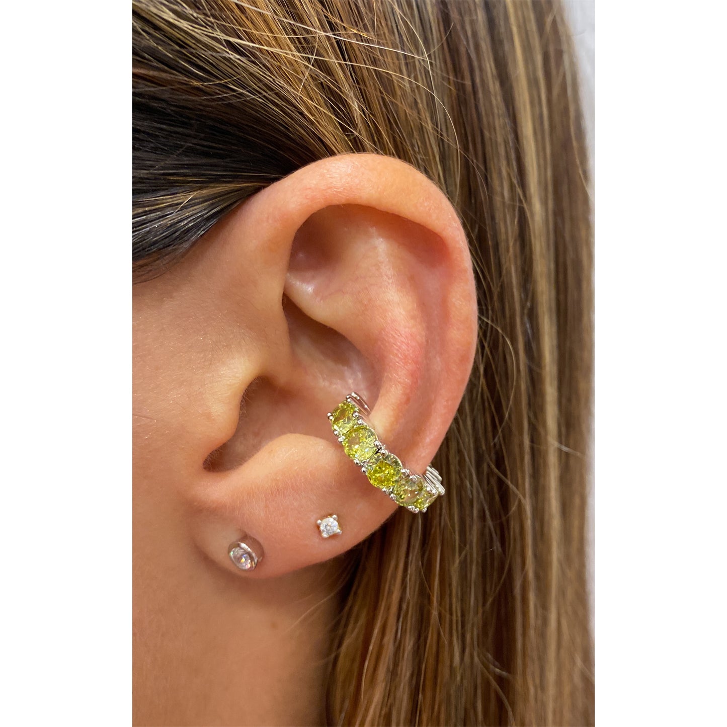 Earcuff UNAY Verde Oliva / Plateado
