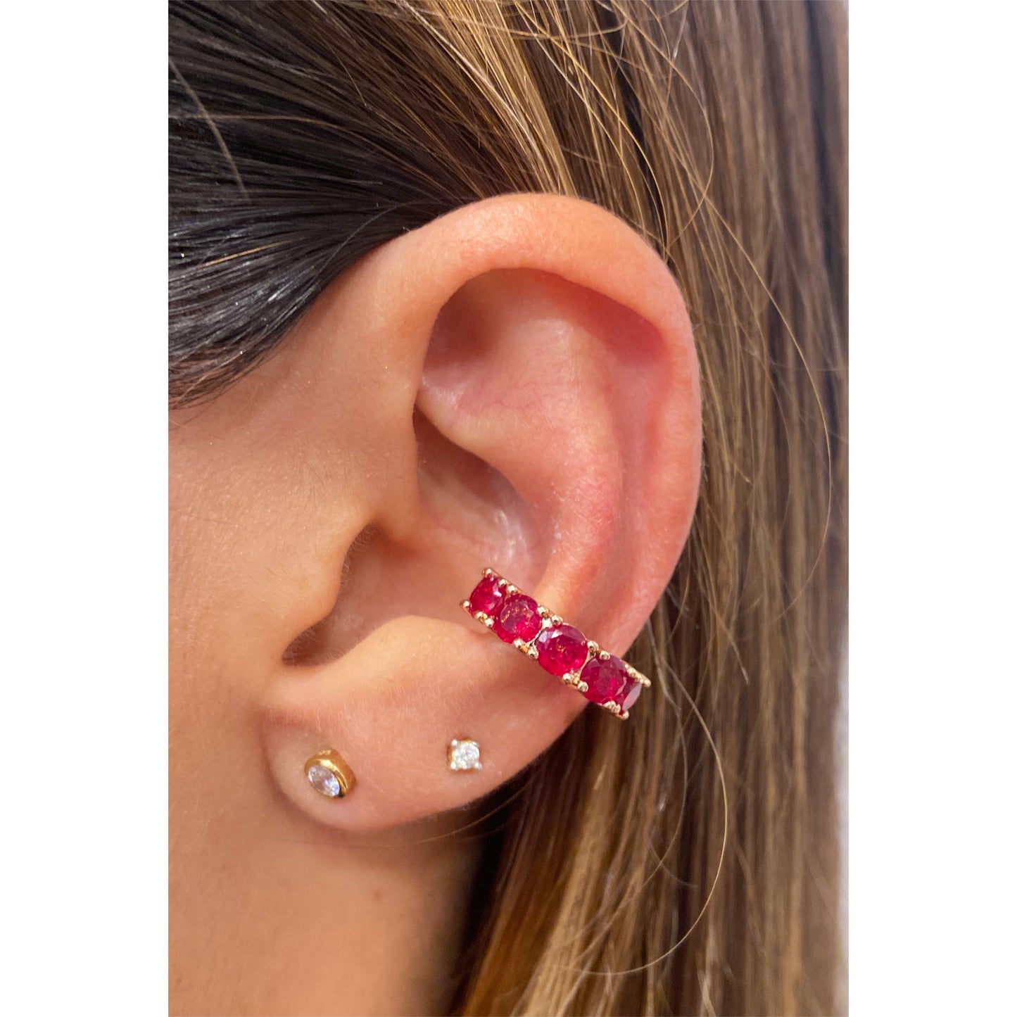 Earcuff UNAY Rojo Craquelado Rose Gold