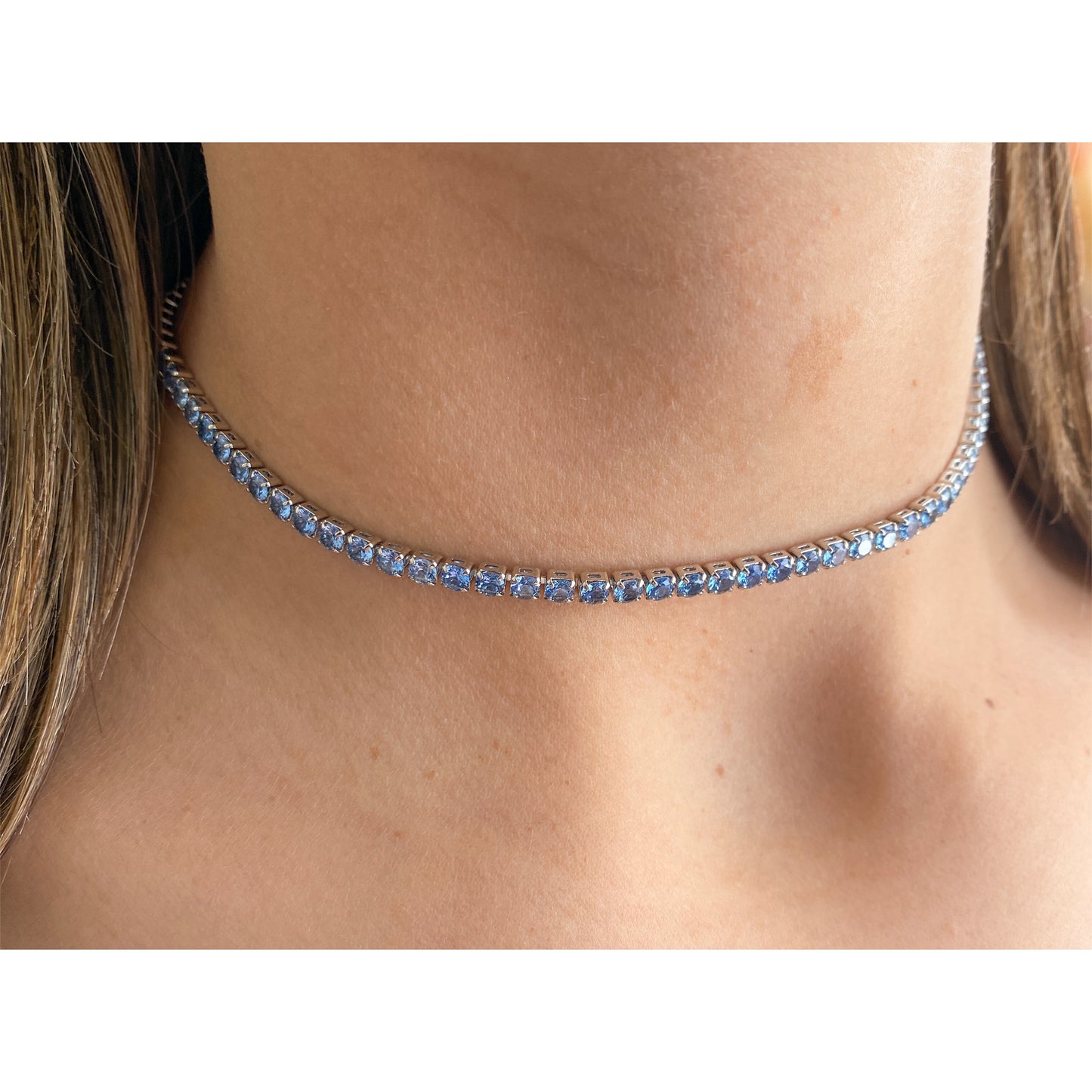 Choker BRAK Baby Blue- Plateado