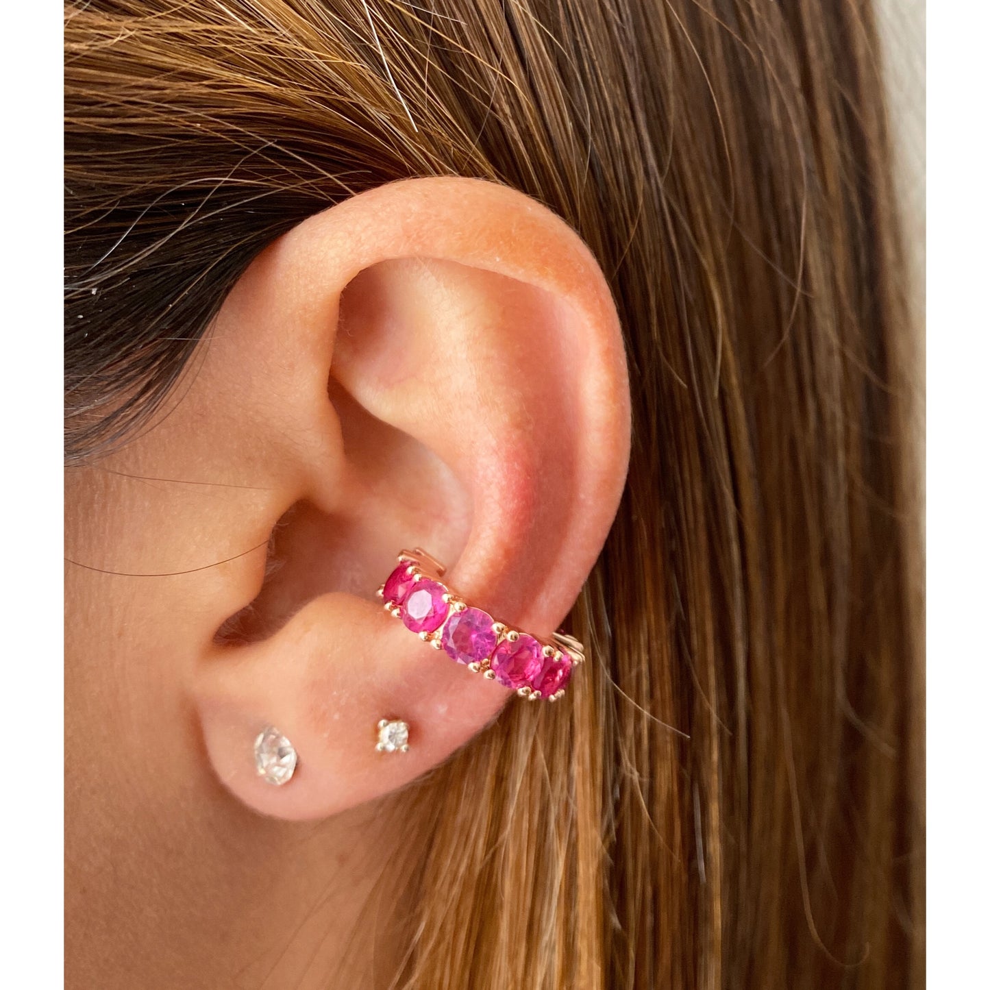 Earcuff UNAY Fucsia / Rose Gold