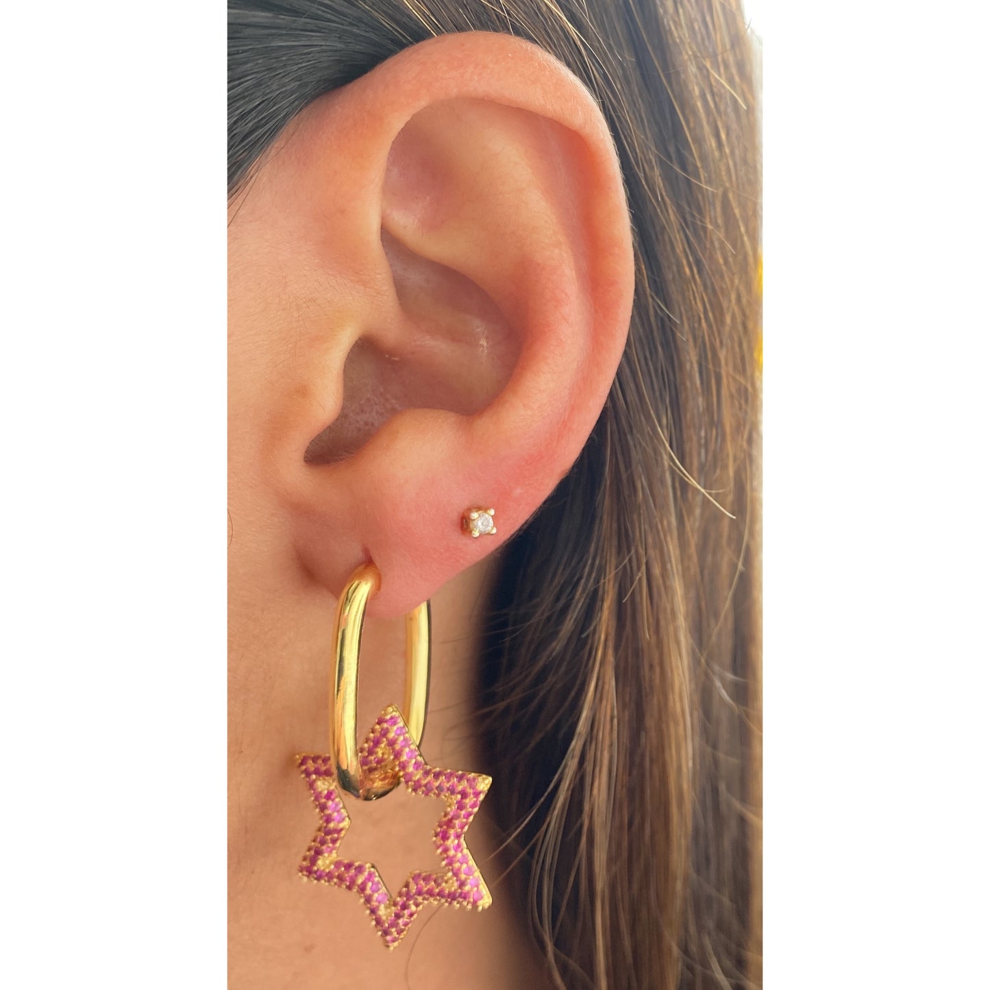 Aretes FRONGE Dorado / Fucsia