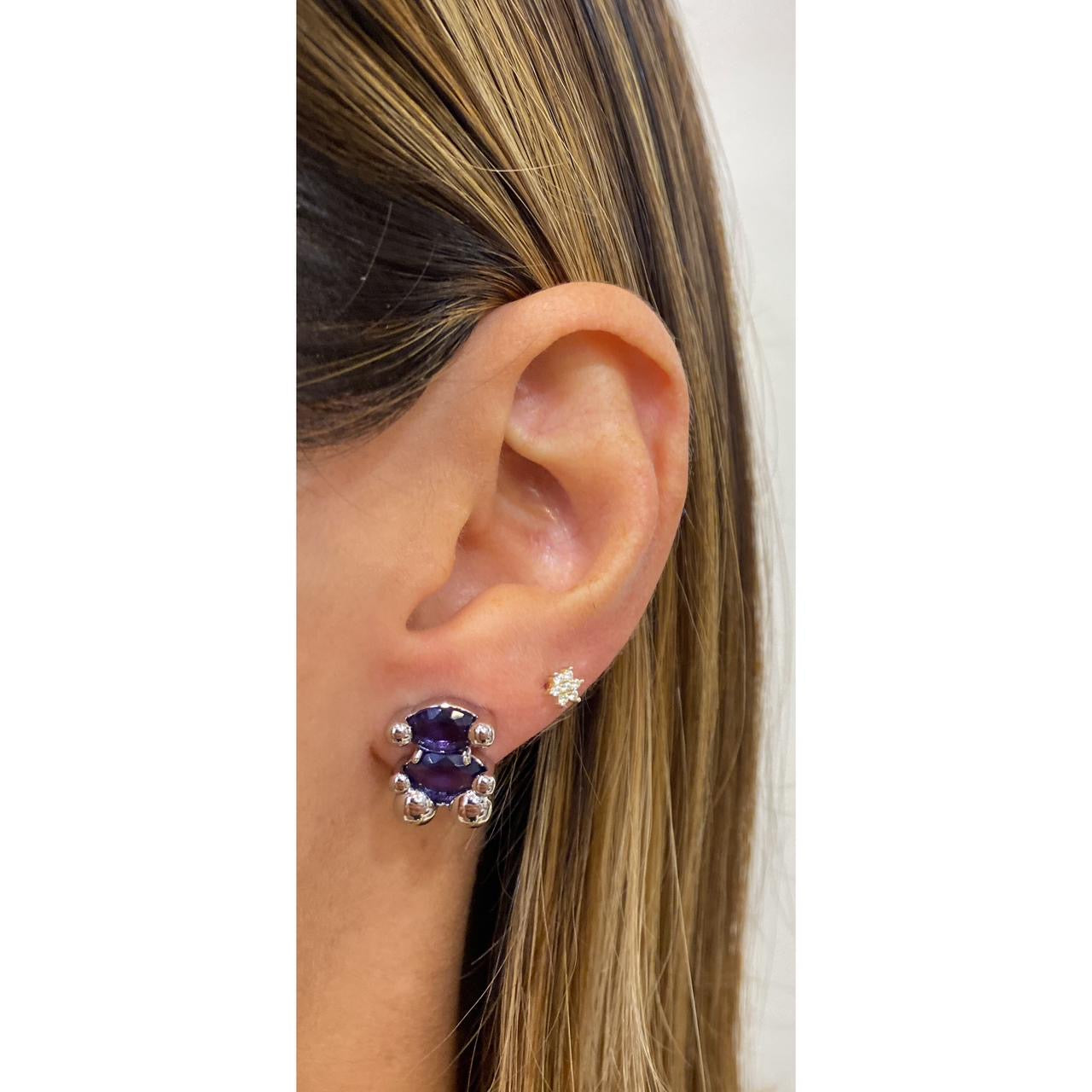 Aretes BAZUN Morado-Plateado