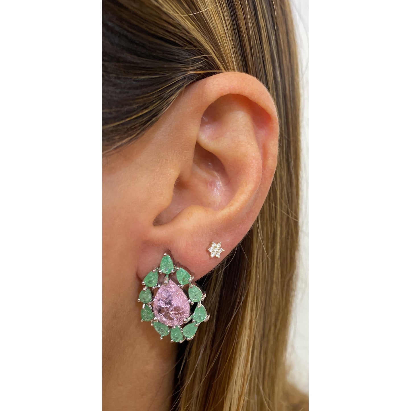 Aretes DARIM Verde-Rosado