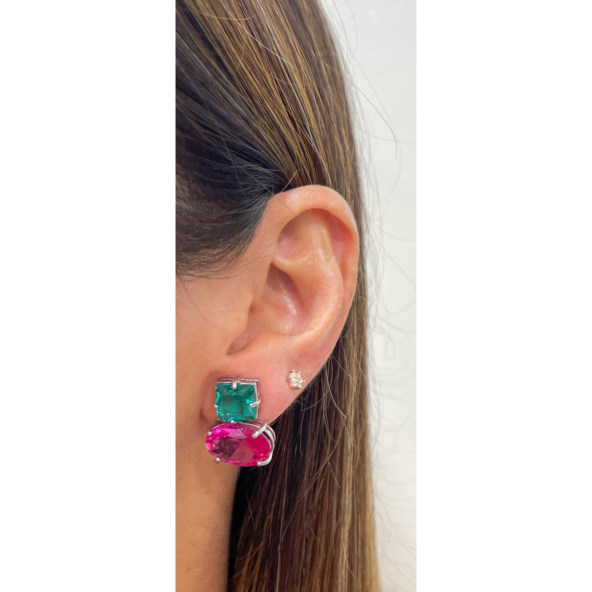 Aretes RIVAP VerdeAgua-Fucsia