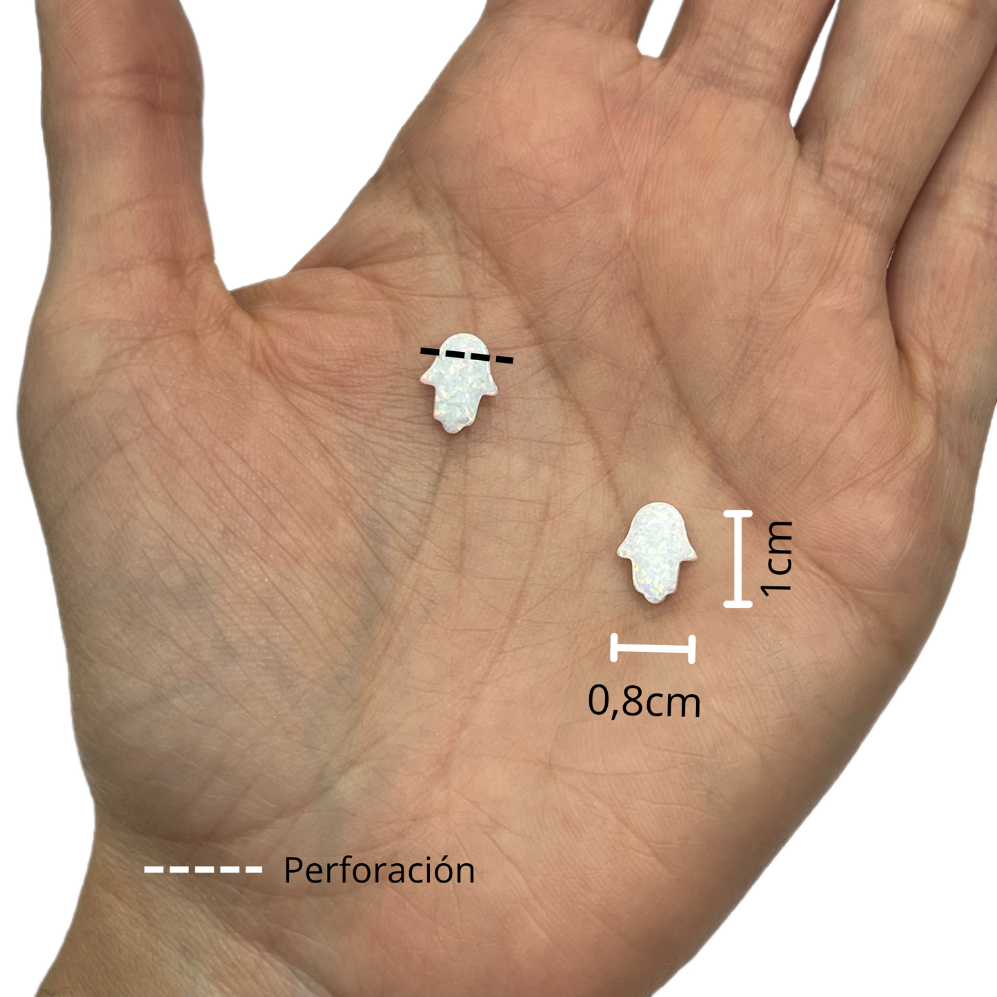 Opalo Hamsa Pequeña Blanca