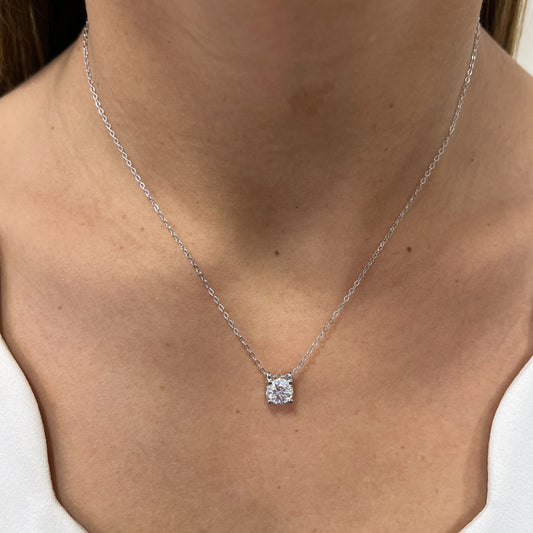 Collar VALUT Plateado Plata Rodinada- Moissanita 8mm