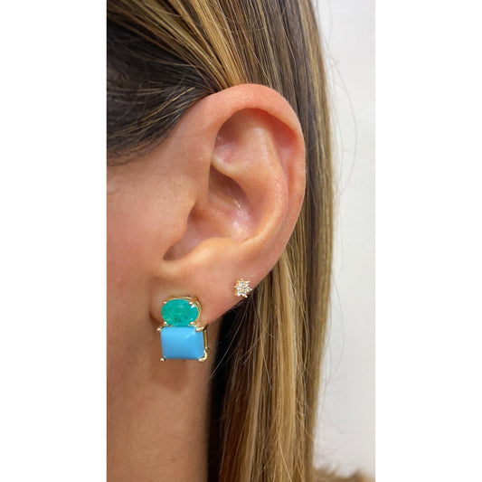 Aretes GODEN Dorado (Aguamarina-Turquesa)