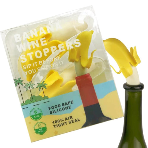 🍌🍷 Tapones de Vino de Banana Para Botellas de Vino–Juego de 2 – A prueba de Fugas