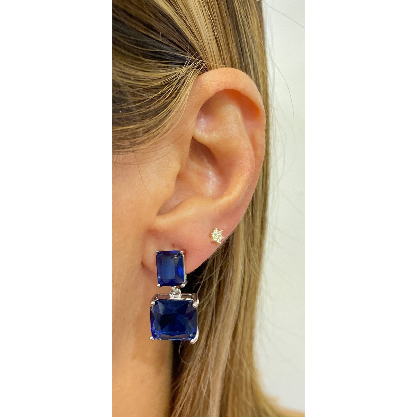 Aretes SOHIM Plateado-Azul Oscuro