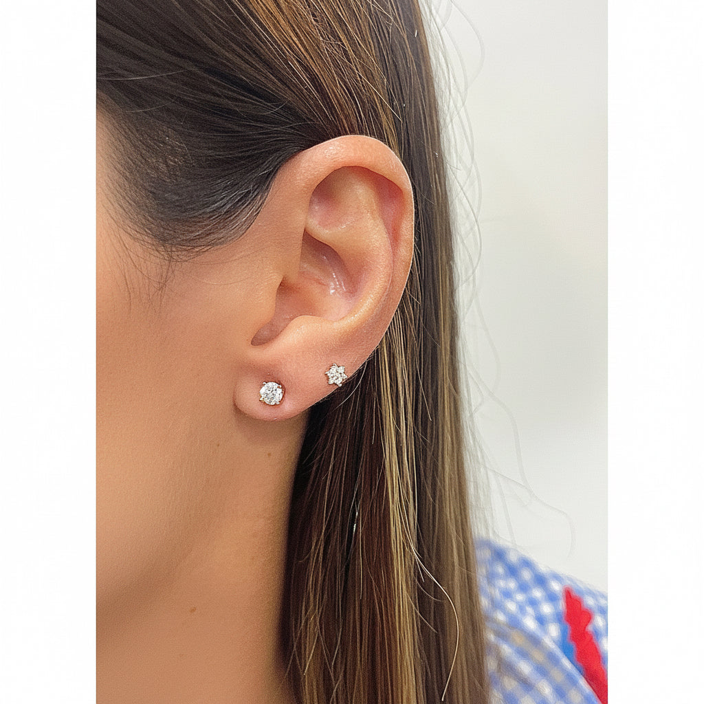 Aretes ULIC Plateado Plata Rodinada-Moissanita 4mm